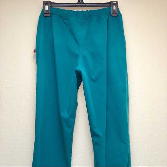 URBANE Ultimate Scrub Pants Teal XSM Elastic & Tie - Picture 6 of 8